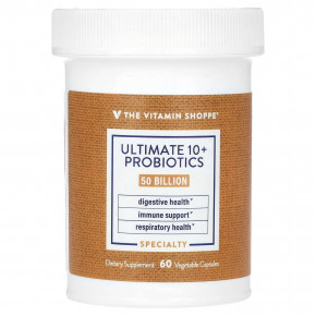 The Vitamin Shoppe, Ultimate 10+, пробиотики, 50 млрд КОЕ, 60 вегетарианских капсул - описание