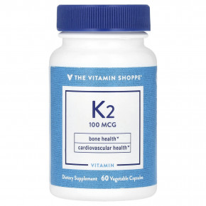 The Vitamin Shoppe, витамин K2, 100 мкг, 60 растительных капсул - описание