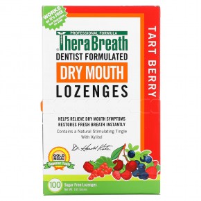 TheraBreath, Леденцы против сухости во рту, без сахара, кислые ягоды, 100 леденцов - описание