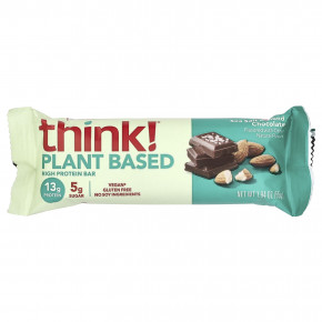 Think !, батончики с высоким содержанием растительного протеина, с морской солью, миндалем и шоколадом, 10 батончиков по 55 г (1,94 унции) в Москве - eco-herb.ru | фото