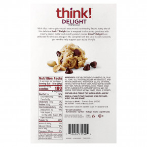 Think !, Delight протеиновый батончик, печенье с шоколадом и арахисовой пастой, 10 батончиков по 34 г (1,2 унции) в Москве - eco-herb.ru | фото