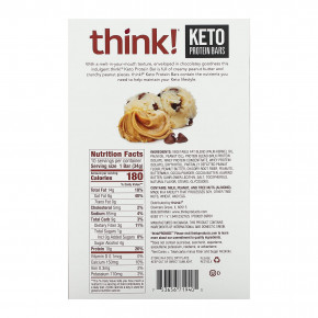 Think !, Keto Protein Bars, шоколадное тесто для печенья с арахисовой пастой, 10 батончиков, 34 г (1,2 унции) каждый в Москве - eco-herb.ru | фото