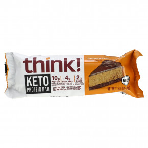 Think !, Keto Protein Bars, шоколадный пирог с арахисовой пастой, 5 батончиков, 40 г (1,41 унции) каждый в Москве - eco-herb.ru | фото