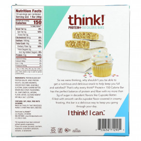 Think !, Protein+, 10 батончиков Cupcake Batter по 40 г (1,41 унции) и 150 калорий каждый в Москве - eco-herb.ru | фото