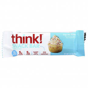Think !, Snack Protein Bar, тесто для кексов, 10 батончиков, 40 г (1,41 унции) каждый в Москве - eco-herb.ru | фото