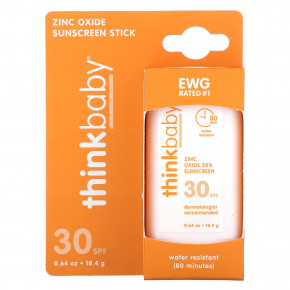 think, Thinkbaby®, солнцезащитное средство с оксидом цинка в стике, SPF 30, 18,4 г (0,64 жидк. унции) в Москве - eco-herb.ru | фото
