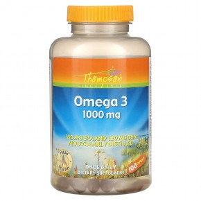 Thompson, Омега-3, 1000 мг, 100 мягких таблеток в Москве - eco-herb.ru | фото