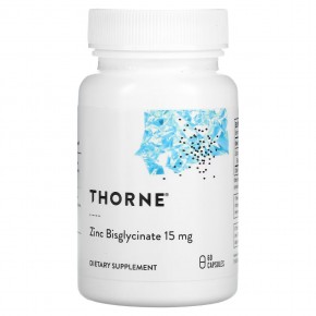 Thorne, бисглицинат цинка, 15 мг, 60 капсул - описание