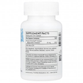 Thorne, бисглицинат железа, 60 капсул (25 мг в 1 капсуле) в Москве - eco-herb.ru | фото