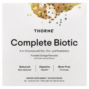 Thorne, Complete Biotic, апельсин в глазури, 30 пакетиков по 1 г (0,04 унции) - описание | фото