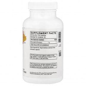 Thorne, Ферменты поджелудочной железы, 180 капсул (500 мг на капсулу) в Москве - eco-herb.ru | фото