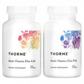 Thorne, Multi-Vitamin Elite, мультивитамины для приема утром и вечером, 2 флакона, по 90 капсул в Москве - eco-herb.ru | фото