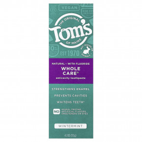 Tom's of Maine, Whole Care®, натуральная зубная паста против кариеса с фторидом, зимняя мята, 113 г (4 унции) в Москве - eco-herb.ru | фото