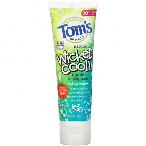 Tom's of Maine, Wicked Cool!, зубная паста против кариеса с натуральным фторидом, для детей от 8 лет, нежная мята, 144 г (5,1 унции) в Москве - eco-herb.ru | фото