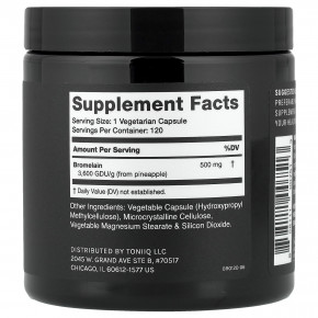 Toniiq, бромелаин, 120 капсул (500 мг в 1 капсуле) в Москве - eco-herb.ru | фото