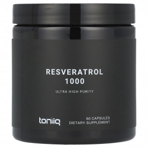 Toniiq, Ресвератрол 1000, 60 капсул (500 мг на капсулу) - описание