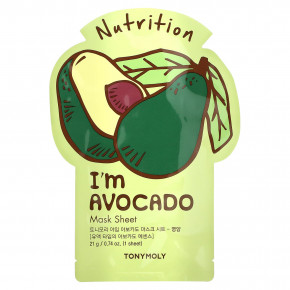 TonyMoly, I'm Avocado, питательная тканевая маска, 1 шт., 21 г (0,74 унции) в Москве - eco-herb.ru | фото