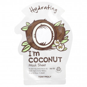 TonyMoly, I'm Coconut,увлажняющая тканевая маска, 1 шт., 21 г (0,74 унции) - описание