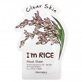 TonyMoly, I'm Rice, тканевая маска для чистой кожи, 1 шт., 21 г (0,74 унции) в Москве - eco-herb.ru | фото