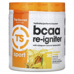 Top Secret Nutrition, Sport, BCAA Re-Igniter с астаксантином Astapure, ананас и манго, 279 г (9,84 унции) в Москве - eco-herb.ru | фото