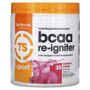 Top Secret Nutrition, Sport, BCAA Re-Igniter с астаксантином Astapure, малиновый щербет, 278 г (9,80 унции) в Москве - eco-herb.ru | фото