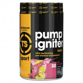 Top Secret Nutrition, Sport, Pump Igniter Black, эффективное средство перед тренировкой, розовый лимонад, 450 г (15,8 унции) в Москве - eco-herb.ru | фото