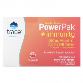 Trace, Electrolyte Stamina, PowerPak + Immunity, грейпфрут, 30 пакетиков по 6,4 г (0,23 унции) в Москве - eco-herb.ru | фото