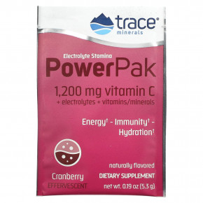 Trace, электролит для повышения выносливости, PowerPak, со вкусом клюквы, 30 пакетиков по 5,3 г (0,19 унции) в Москве - eco-herb.ru | фото