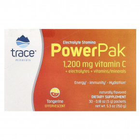 Trace, электролит для повышения выносливости, PowerPak, со вкусом мандарина, 30 пакетиков по 5 г (0,18 унции) - описание