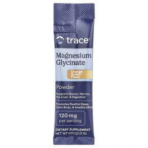 Trace, глицинат магния, в порошке, со вкусом апельсина, 30 пакетиков по 3 г (0,11 унции) в Москве - eco-herb.ru | фото