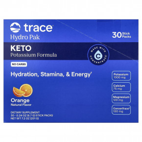Trace, Hydro Pak Keto, со вкусом апельсина, 30 стик-пакетов по 6,7 г (0,24 унции) - описание | фото