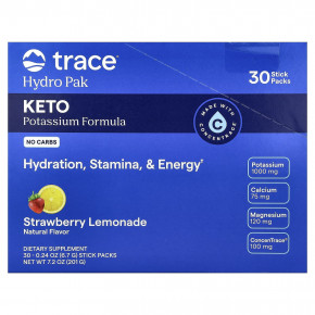 Trace, Hydro Pak Keto, со вкусом клубничного лимонада, 30 стик-пакетов по 6,7 г (0,24 унции) - описание