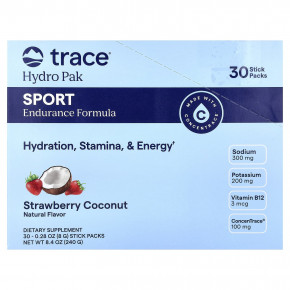 Trace, Hydro Pak Sport, Strawberry Coconut, 30 Stick Packs, 0.28 oz (8 g) Each - подробнее Trace, Hydro Pak Sport, Strawberry Coconut, 30 Stick Packs, 0.28 oz (8 g) Each - описание