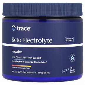 Trace, Keto Electrolyte Powder, клубничный лимонад, 369 г (13 унций) - описание | фото