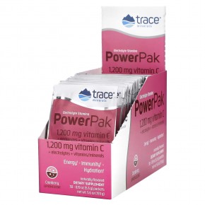 Trace Minerals ®, электролит для повышения выносливости, PowerPak, со вкусом клюквы, 30 пакетиков по 5,3 г (0,19 унции) - описание