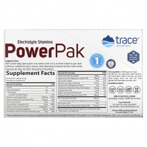 Trace Minerals ®, электролит для повышения выносливости, PowerPak, со вкусом клюквы, 30 пакетиков по 5,3 г (0,19 унции) в Москве - eco-herb.ru | фото