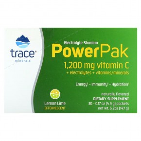 Trace Minerals ®, Electrolyte Stamina PowerPak, Лимонный лайм, 30 пакетов по 0,17 унции (4,9 г) каждый в Москве - eco-herb.ru | фото