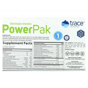 Trace Minerals ®, Electrolyte Stamina PowerPak, Лимонный лайм, 30 пакетов по 0,17 унции (4,9 г) каждый в Москве - eco-herb.ru | фото