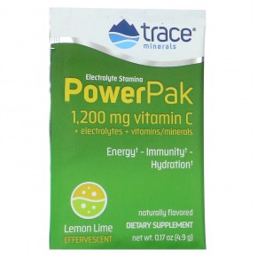 Trace Minerals ®, Electrolyte Stamina PowerPak, Лимонный лайм, 30 пакетов по 0,17 унции (4,9 г) каждый в Москве - eco-herb.ru | фото