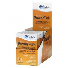 Trace Minerals ®, PowerPak,электролит для повышения выносливости, со вкусом апельсина, 30 пакетиков по 4,8 г (0,17 унции) - описание