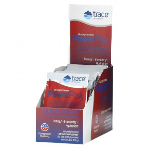 Trace Minerals ®, электролит для повышения выносливости, PowerPak, со вкусом граната и черники, 30 пакетиков по 5 г (0,18 унции) - описание