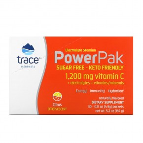 Trace Minerals ®, Electrolyte Stamina PowerPak, без сахара, со вкусом цитрусовых, 30 пакетиков по 4,9 г (0,17 унции) в Москве - eco-herb.ru | фото