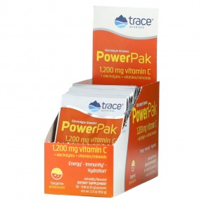 Trace Minerals ®, электролит для повышения выносливости, PowerPak, со вкусом мандарина, 30 пакетиков по 5 г (0,18 унции) - описание