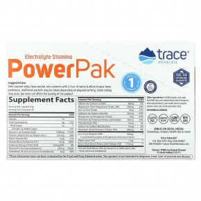 Trace Minerals ®, электролит для повышения выносливости, PowerPak, со вкусом мандарина, 30 пакетиков по 5 г (0,18 унции) в Москве - eco-herb.ru | фото