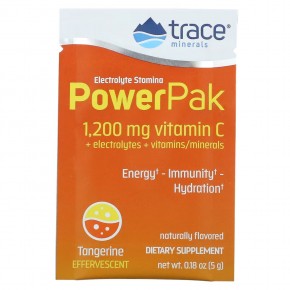 Trace Minerals ®, электролит для повышения выносливости, PowerPak, со вкусом мандарина, 30 пакетиков по 5 г (0,18 унции) в Москве - eco-herb.ru | фото