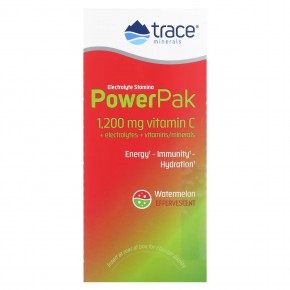 Trace Minerals ®, PowerPak, электролит для повышения выносливости, арбуз, 30 пакетиков по 5,5 г (0,19 унции) в Москве - eco-herb.ru | фото