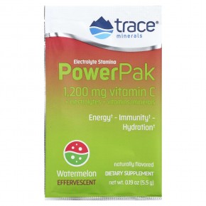 Trace Minerals ®, PowerPak, электролит для повышения выносливости, арбуз, 30 пакетиков по 5,5 г (0,19 унции) в Москве - eco-herb.ru | фото