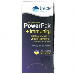 Trace Minerals ®, PowerPak + Immunity, лимон и ягоды, 30 пакетиков по 5,3 г (0,19 унции) в Москве - eco-herb.ru | фото
