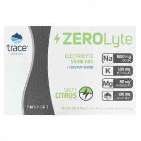 Trace Minerals ®, TM Sport, ZeroLyte, смесь для приготовления электролитов, соленый цитрус, 30 пакетиков по 7,7 г (0,27 унции) - описание