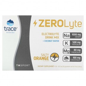 Trace Minerals ®, TM Sport, ZeroLyte, смесь для приготовления напитков с электролитами, соленый апельсин, 30 пакетиков по 7,6 г (0,27 унции) в Москве - eco-herb.ru | фото
